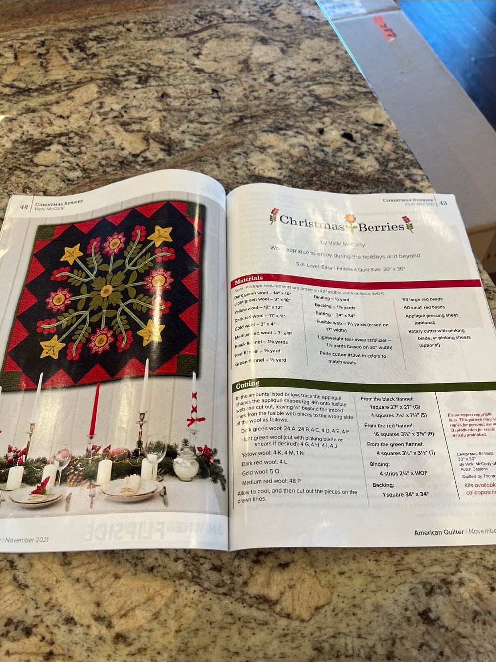 Christmas Berries Quilt Kit by Vicky McCarty including pattern. - Picture 1 of 3